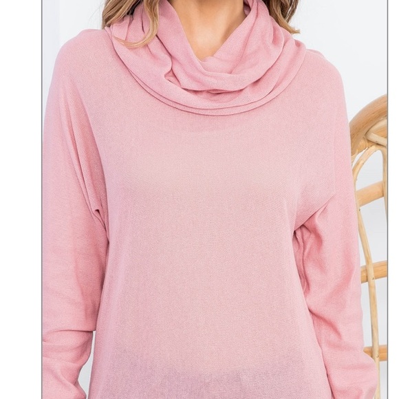 Pink long sleeve cowl neck knitted tunic top. Lightweight. NEW!πΈ - Picture 2 of 15